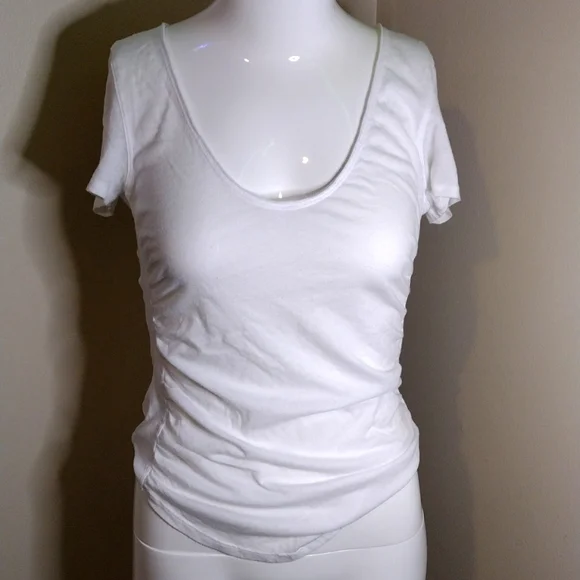 NWT Free People Womens Sonnet Ruched Scoop Neck T-Shirt Sz S - Picture 2 of 8